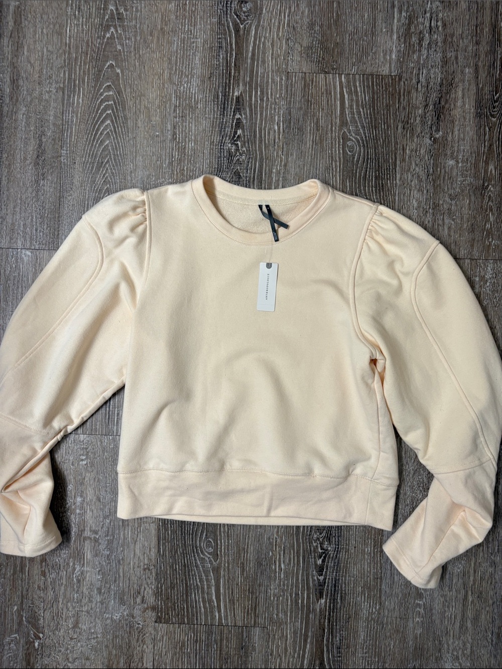 Anthropologie Women's Puff-Sleeve Crewneck Sweatshirt - Cream